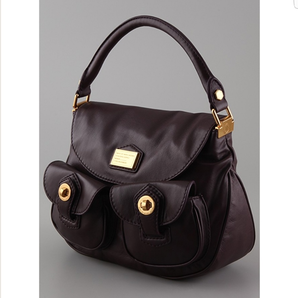 SOLD ! Marc Jacobs Dark Plum Bag with Gold Accents - Picture 3 of 6